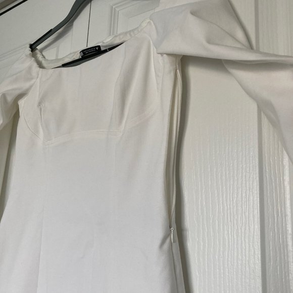 NWOT ZARA Women's Fitted Long Sleeve Dress, White, M - Picture 6 of 7
